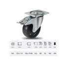 Forgó-fékes görgő, fekete antisztatikus (ESD) poliamid futófelület, 160 mm, 350 kg teherbírás, talpas felfogatás