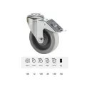 PERFORMA tömörgumis, Hátfuratos, Forgó-Fékes görgő, rozsdamentes villában, 100 mm, 150 kg