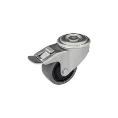 Intézményi közepes teherbírású  szürke, hátfuratos, forgó-fékes, elasztikus gumi, 125 mm