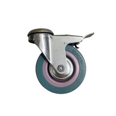   Műszerkocsi kerék, Forgó-fékes, hátfuratos, tömörgumis, 100 mm