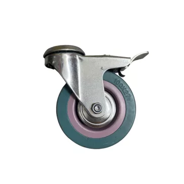   Műszerkocsi kerék, Forgó-fékes, hátfuratos, tömörgumis, 100 mm