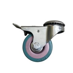   Műszerkocsi kerék, Forgó-fékes, hátfuratos, tömörgumis, 50 mm