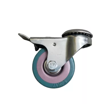   Műszerkocsi kerék, Forgó-fékes, hátfuratos, tömörgumis, 50 mm