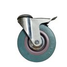 Műszerkocsi kerék, Forgó-fékes, hátfuratos, tömörgumis, 75 mm