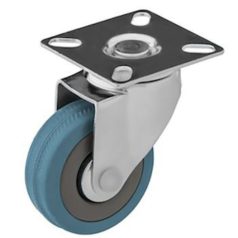   Műszerkocsi kerék, forgó, talplemezes, tömörgumis, 100 mm