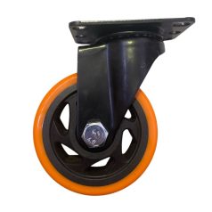   Fekete Acélfelnis görgő, talplemezes, polipropilén futófelülettel, önbeálló, 100 mm