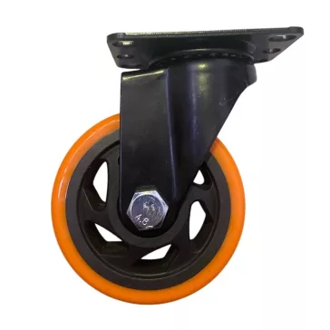   Fekete Acélfelnis görgő, talplemezes, polipropilén futófelülettel, önbeálló, 100 mm