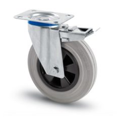   Szürke nyommentes tömörgumis, talplemezes, forgó-fékes kerék, 100-as