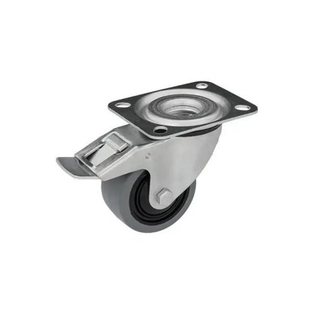 Szürke gumis, Forgó-fékes, Nyommentes Görgő,100 mm, 160 Kg