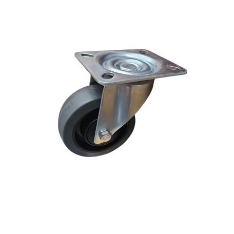 Sötét szürke gumis, Forgó, Nyommentes Görgő,100 mm, 160 Kg