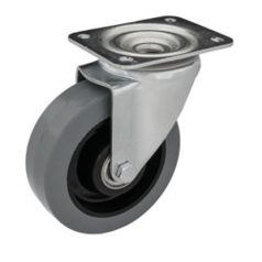 Szürke gumis, Forgó, Nyommentes Görgő, 200 mm, 300 Kg