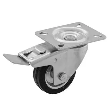   Műszerkocsi kerék, talplemezes, fékes, tömörgumis, 80 mm