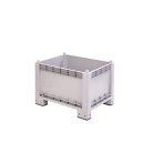 Zárt oldalú 300 l-es műanyag box-konténer, 4 lábas, 