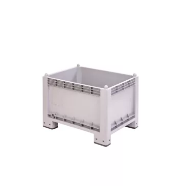 Zárt oldalú 300 l-es műanyag box-konténer, 4 lábas, 