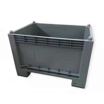 Zárt oldalú 300 l-es műanyag box-konténer, 4 lábas, reg