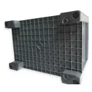 Zárt oldalú 300 l-es műanyag box-konténer, 4 lábas, reg