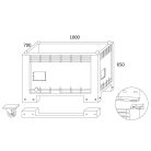 Zárt oldalú 300 l-es műanyag box-konténer, 4 lábas, 