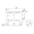 Zárt oldalú 550 l-es box-konténer 4 lábas, reg