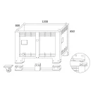 Zárt oldalú 550 l-es box-konténer 4 lábas