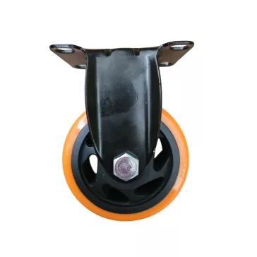   Fekete Acélfelnis görgő, talplemezes, fix, polipropilén futófelülettel, 100 mm