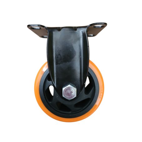 Fekete Acélfelnis görgő, talplemezes, fix, polipropilén futófelülettel, 100 mm