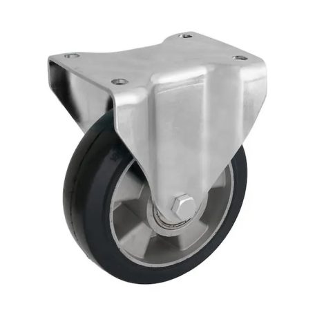 Közepes teherbírású, elasztikus gumi, talpas, fix görgő,  200 mm