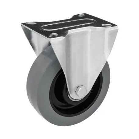 Szürke gumis, Fix, Nyommentes Görgő,200 mm, 300 Kg