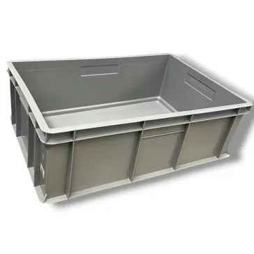   Euro Műanyag Láda 600X400X200 mm, Erősített Zárt Markolat, Szürke