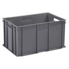 Euro Műanyag Láda 600X400X320 mm, szürke, erősített alj, nyitott markolat