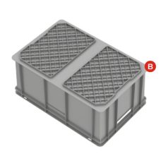   Euro Műanyag Láda 600X400X320 mm, szürke, erősített alj, nyitott markolat