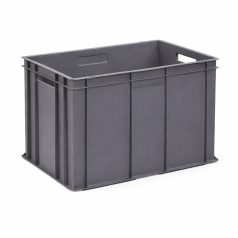   Euro Műanyag Láda 60X40X45 cm, szürke, erősített alj, nyitott markolat