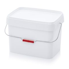   Vödör Fedéllel Négyszögletes, Fém kengyel fogantyúval 22l