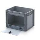 Nyitott tárolódoboz Euro formátumban akrilüveg figyelőablakkal EG SKL 43/32 HG