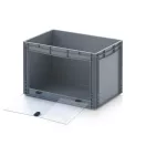 Nyitott tárolódoboz Euro formátumban akrilüveg figyelőablakkal EG SKL 64/42 HG