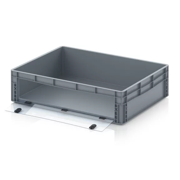 Nyitott tárolódoboz Euro formátumban akrilüveg figyelőablakkal EG SKL 86/22 HG