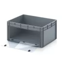 Nyitott tárolódoboz Euro formátumban akrilüveg figyelőablakkal EG SKL 86/42 HG