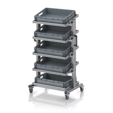   Rendszerkocsi 60 x 40 Euro ládához, magasság 134 cm, dönthető EG SWN 134 6412
