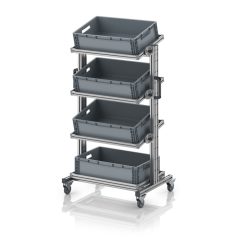   Rendszerkocsi 60 x 40 Euro ládához, magasság 134 cm, dönthető EG SWN 134 6417