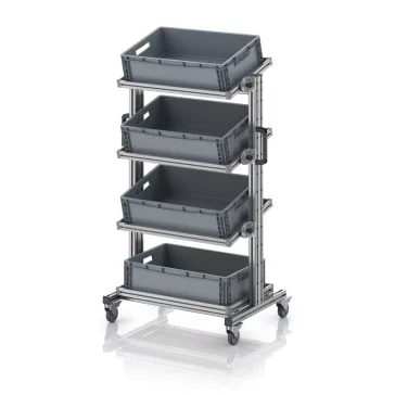   Rendszerkocsi 60 x 40 Euro ládához, magasság 134 cm, dönthető EG SWN 134 6417