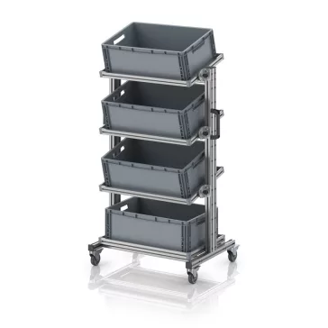   Rendszerkocsi 60 x 40 Euro ládához, magasság 134 cm, dönthető EG SWN 134 6422