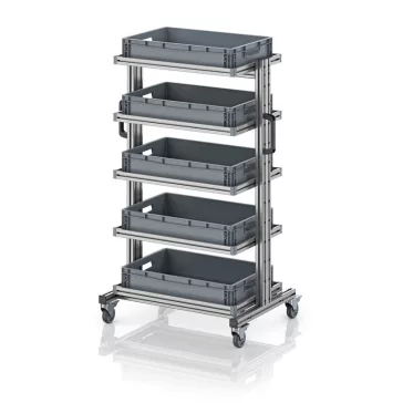   Rendszerkocsi 60 x 40 Euro ládához, magasság 134 cm, kihúzható sín nélkül EG SW 134-1 6412