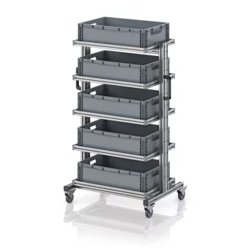   Rendszerkocsi 60 x 40 Euro ládához, magasság 134 cm, kihúzható sín nélkül EG SW 134-1 6417