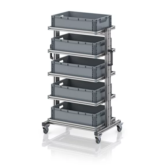 Rendszerkocsi 60 x 40 Euro ládához, magasság 134 cm, kihúzható sín nélkül EG SW 134-1 6417