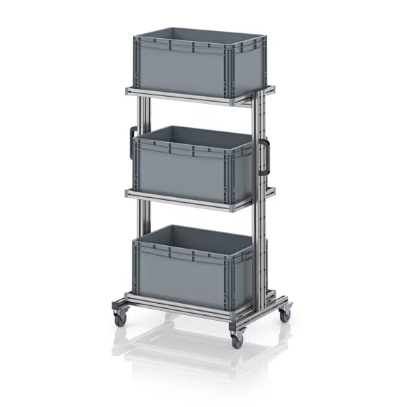 Rendszerkocsi 60 x 40 Euro ládához, magasság 134 cm, kihúzható sín nélkül EG SW 134-1 6432