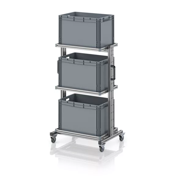 Rendszerkocsi 60 x 40 Euro ládához, magasság 134 cm, kihúzható sín nélkül EG SW 134-1 6442