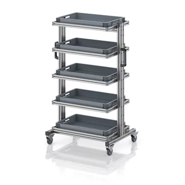   Rendszerkocsi 60 x 40 Euro ládához, magasság 134 cm, kihúzható sín nélkül EG SW 134-1 6475