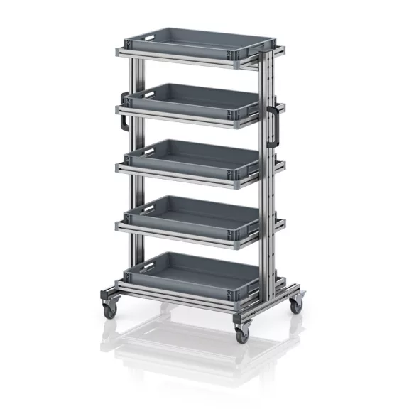 Rendszerkocsi 60 x 40 Euro ládához, magasság 134 cm, kihúzható sín nélkül EG SW 134-1 6475