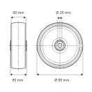 Villagkerék PUR felülettel 85 mm, Novatech, ETX085x80-Ø25 HL85-A