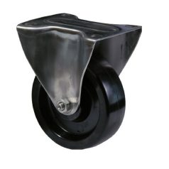   Hőálló (+280 C-ig) Fix kerék, horganyzott villába szerelve, fenolgyantával kevert futófelület, 80 mm, 120 kg teherbírás, talpas felfogatás