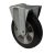 FIx kerék, horganyzott villába szerelve, fekete tömörgumi futófelülettel, 125 mm, 200 kg, talpas felfogatás